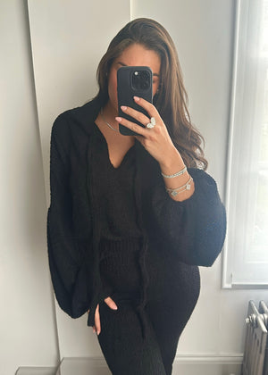 Kira Teddy Super Soft Knit Set - Black