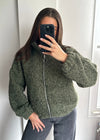 Zena Oversized Teddy Bomber Jacket - Khaki