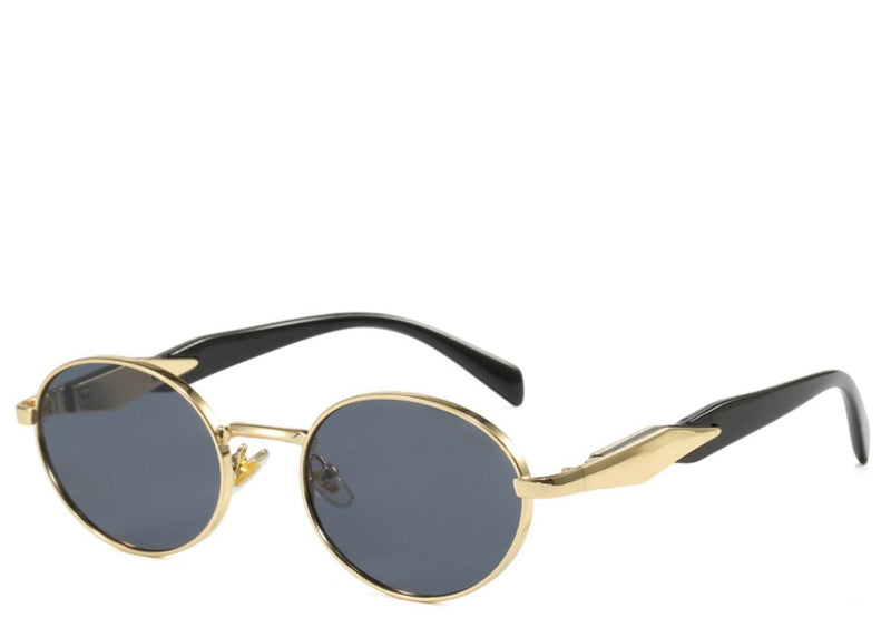 Rome Black & Gold Oval Sunglasses