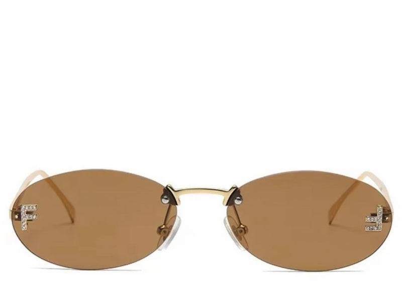 Miami Brown & Gold Oval Sunglasses