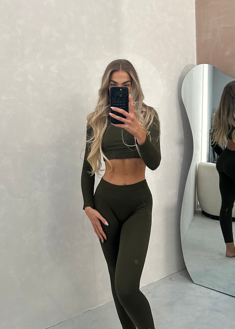 Eden Khaki Seamless Ribbed Set