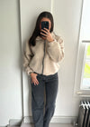 Zena Oversized Teddy Bomber Jacket - Beige