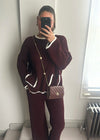Tima Knit Jumper & Trouser Set - Burgundy