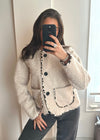 Gigi Leopard Trim Jacket - Beige