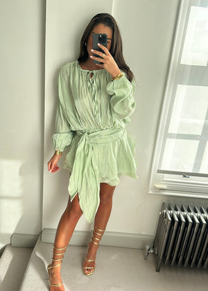 Maya Pistachio Ruffle Mini Dress