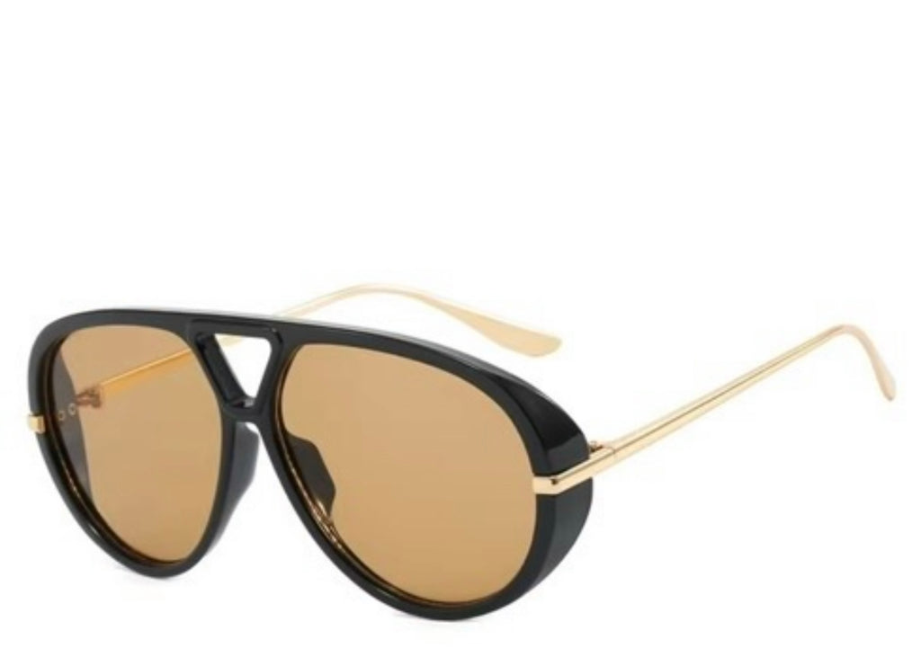 Madrid Black & Brown Oversized Aviator Sunglasses