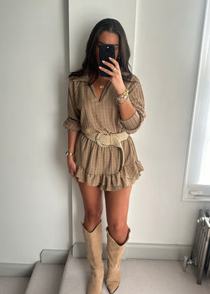 Luna Broderie Co-Ord Set - Mocha
