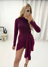 Nicole Glitter Drape Dress -  Pink