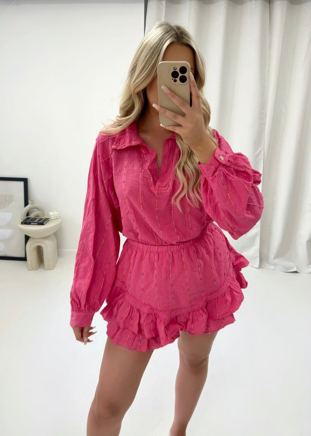 Sophia Multicolour Linen Set - Pink