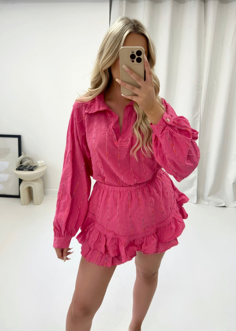 Sophia Multicolour Linen Set - Pink