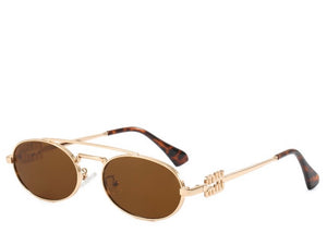 Amalfi Coast Brown & Gold Oval Sunglasses