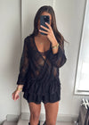 Amber Black Lace Ruffle Mini Dress