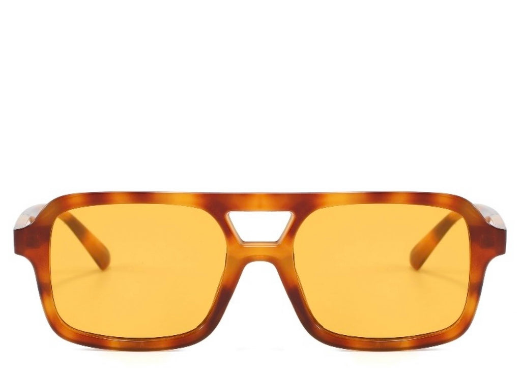 Boston Square Leopard Yellow Sunglasses