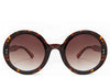 Women's stylish tortoiseshell round oversized sunglasses