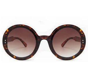 Women's stylish tortoiseshell round oversized sunglasses