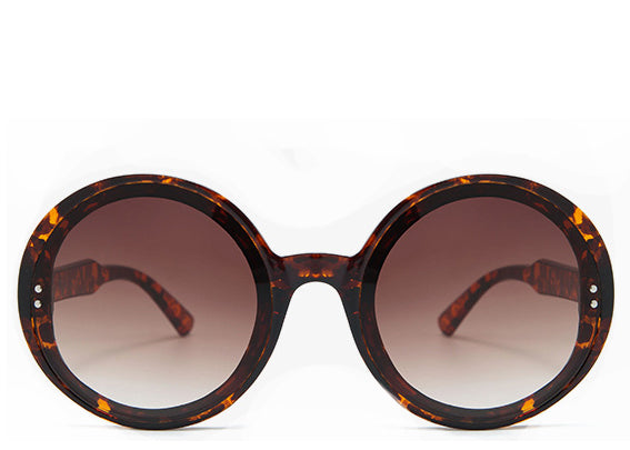 Women's stylish tortoiseshell round oversized sunglasses