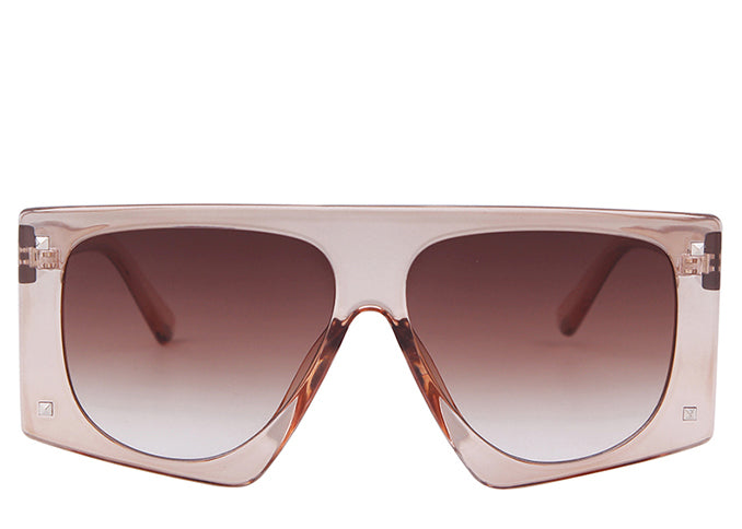 Women's peach frame, brown lens chunky oversized square sunglasses 