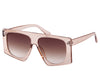 Women's peach frame, brown lens chunky oversized square sunglasses 