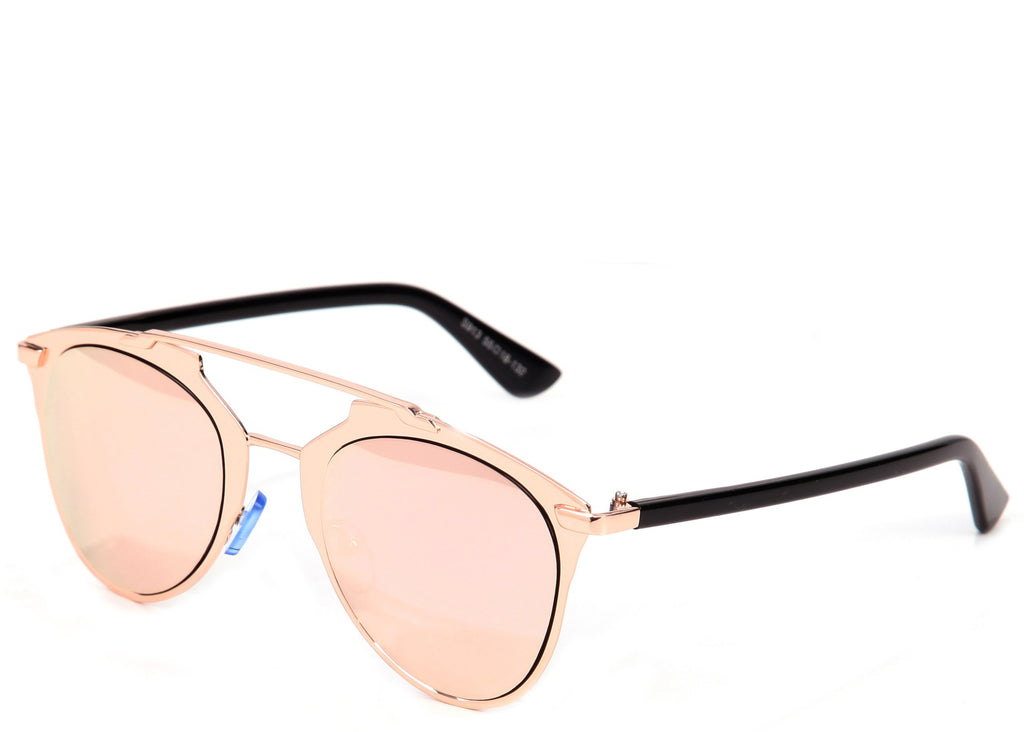 Women's stylish rose gold mirrored sunglasses