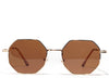 Women's brown small hexagon sunglasses