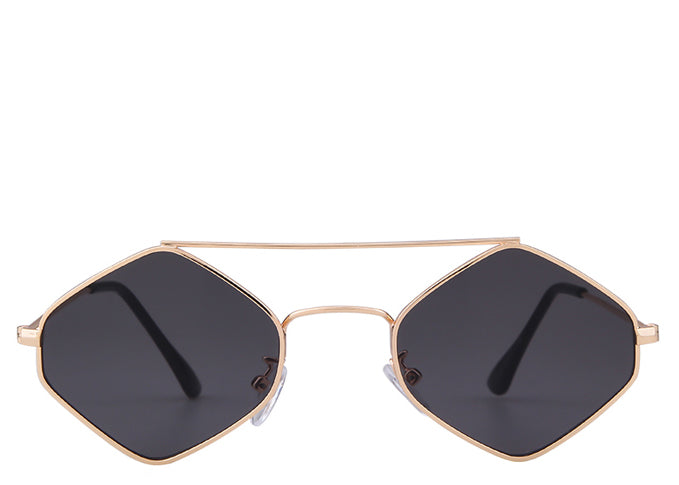 Women's modern retro black and gold sunglasses