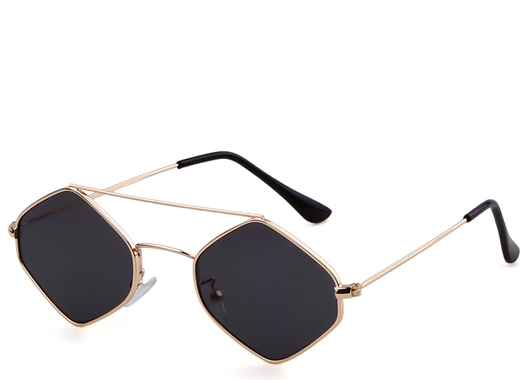 Women's modern retro black and gold sunglasses