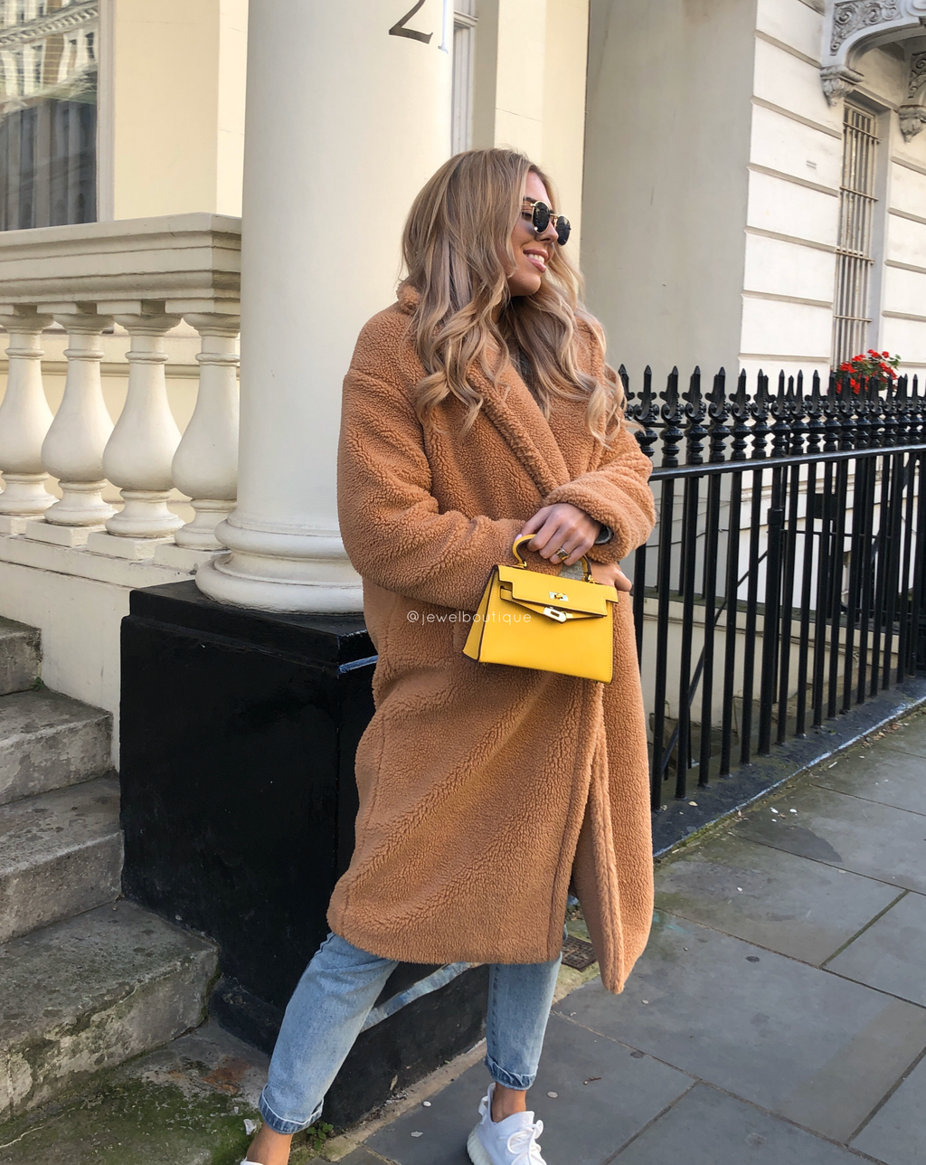 Women's yellow vegan faux leather mini handbag with gold hardware