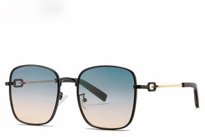 Women's oversized square sunglasses with blue gradient lens