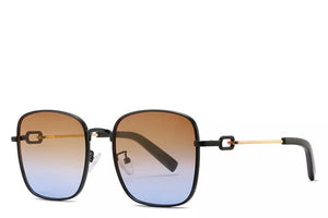 Women's oversized square sunglasses with brown to blue gradient lens