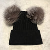 Black with Silver Double Bobble Hat