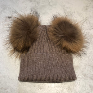 Mocha Double Bobble Hat