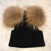 Black with Natural Double Bobble Hat
