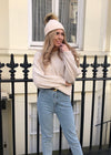 Beige Single Bobble Hat