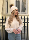 Beige Single Bobble Hat