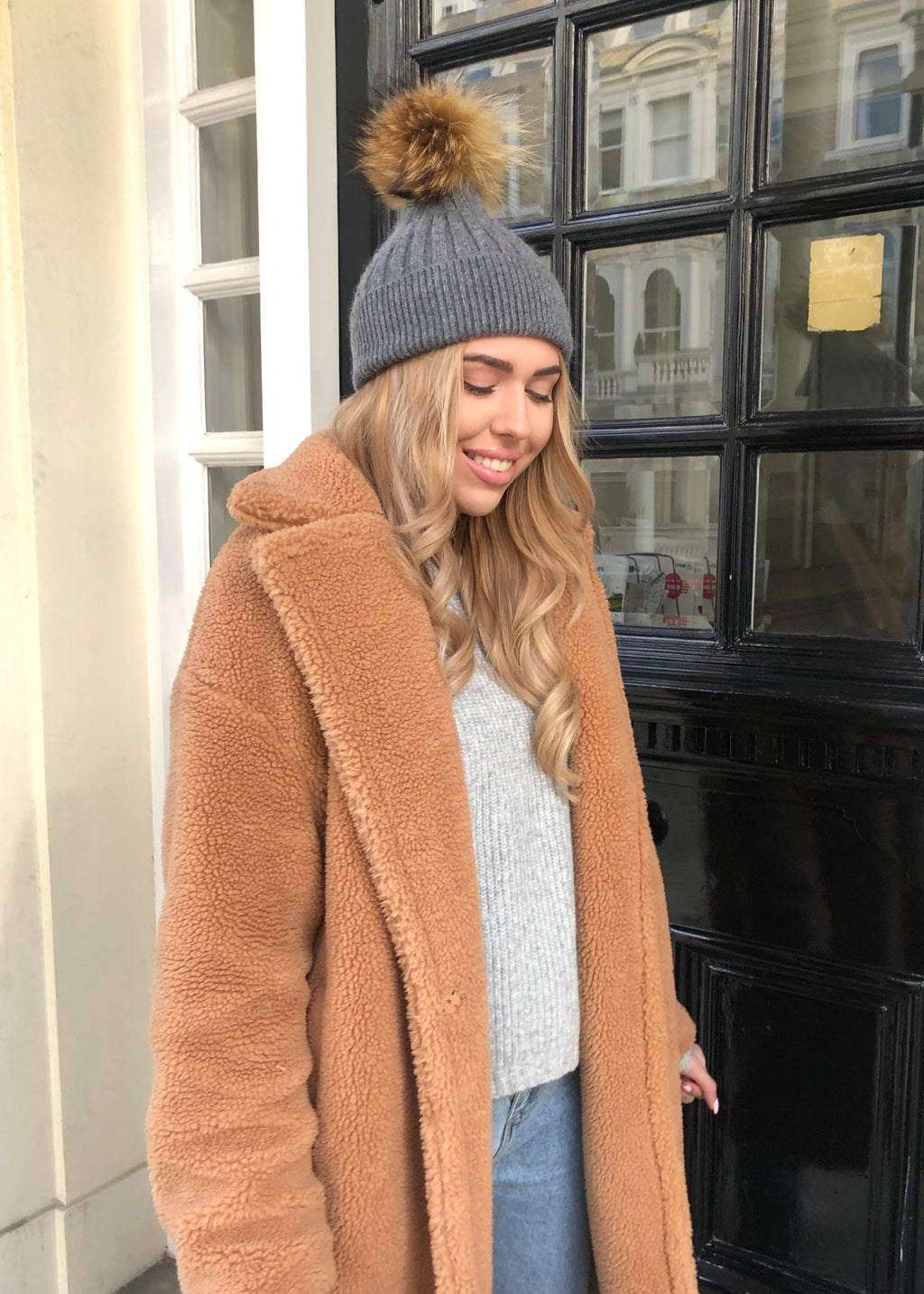 Grey Single Bobble Hat