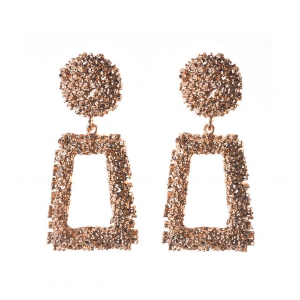 Women's gold metallic statement earrings