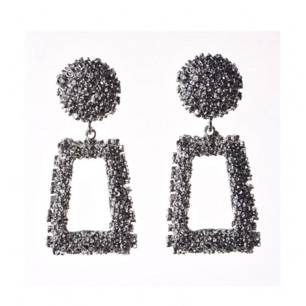 Women's metallic silver statement earrings