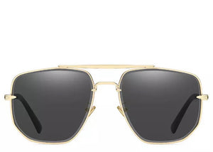 Women's black and gold square sunglasses
