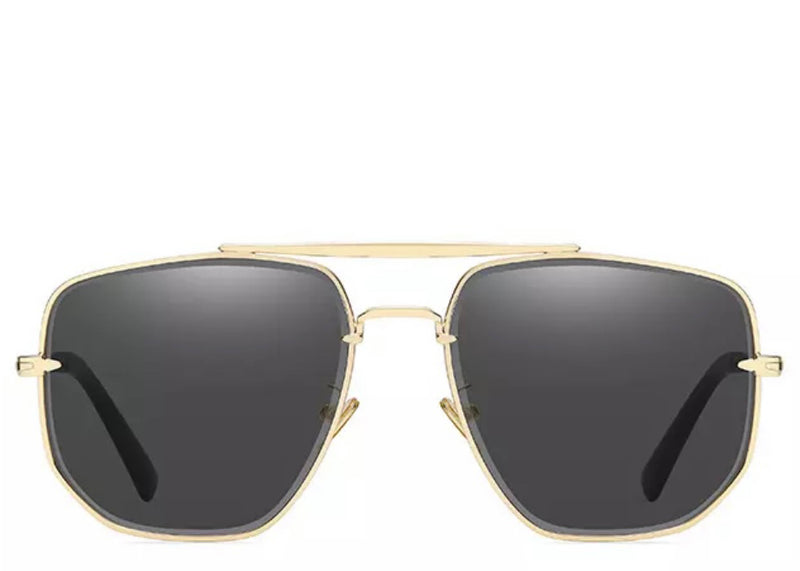 Women's black and gold square sunglasses