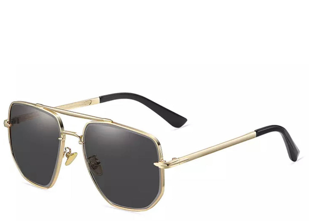 Women's black and gold square sunglasses