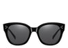 Women's black frame round sunglasses