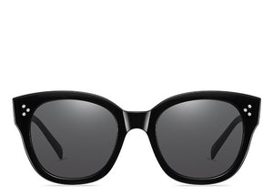 Women's black frame round sunglasses