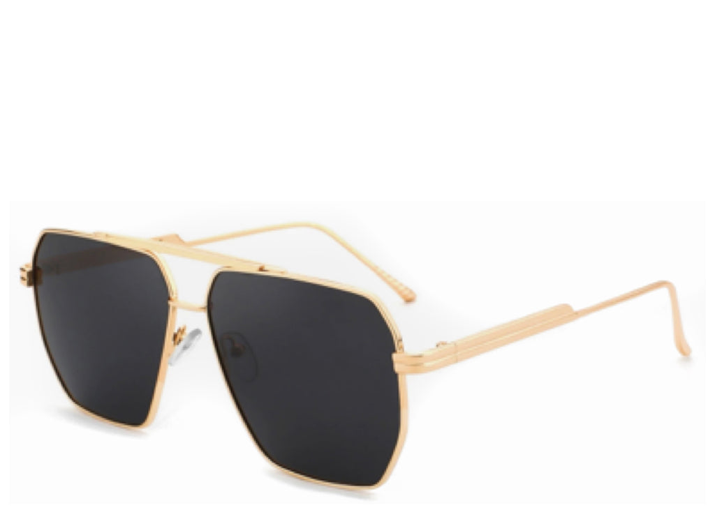 Porto Black Oversized Square Aviators