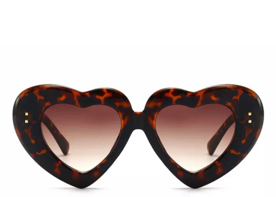 Athens Leopard Oversized Heart Sunglasses