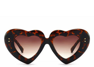 Women's brown heart oversized sunglasses
