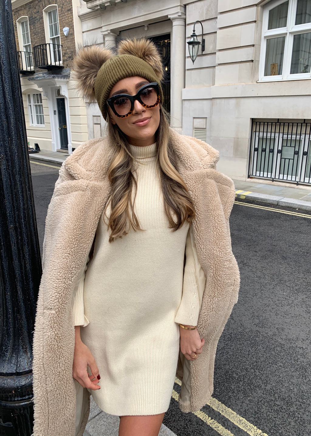 Khaki Double Bobble Hat