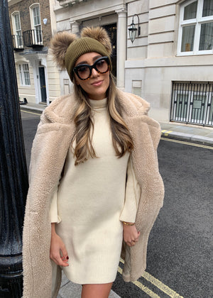 Khaki Double Bobble Hat