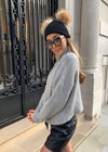 Black with Natural Double Bobble Hat