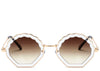 Women's brown tinted gradient crinkle edge fashionable sunglasses