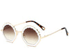 Women's brown tinted gradient crinkle edge fashionable sunglasses